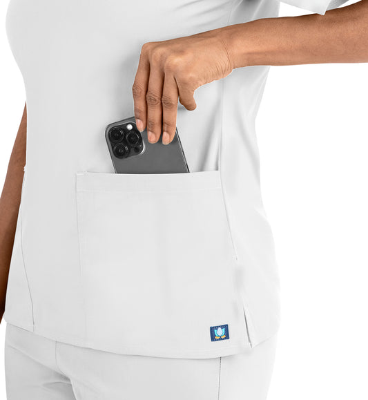 Core 1016 Women's Classic V-Neck Top White