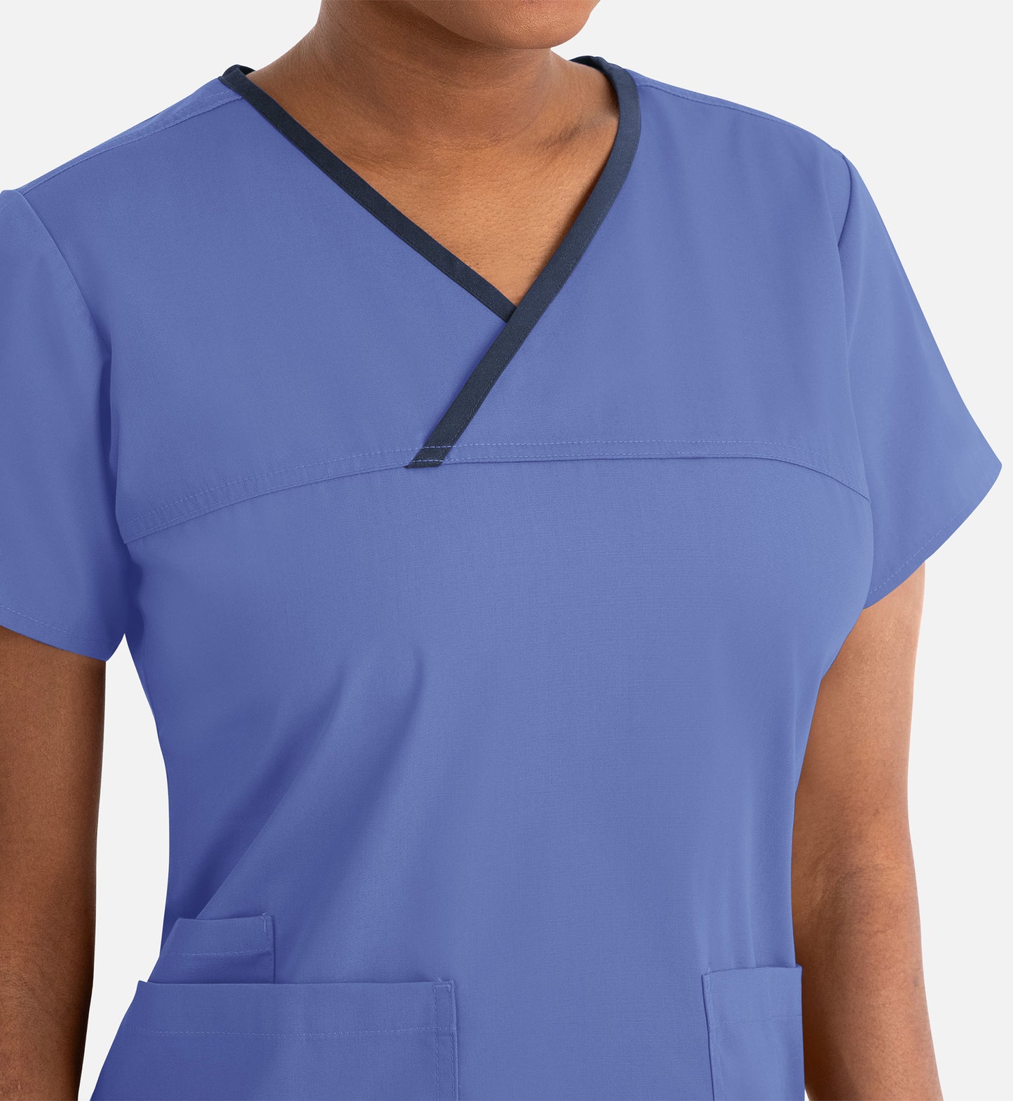 Core 1026 Women's Contrast Mock Wrap Top Ceil Blue