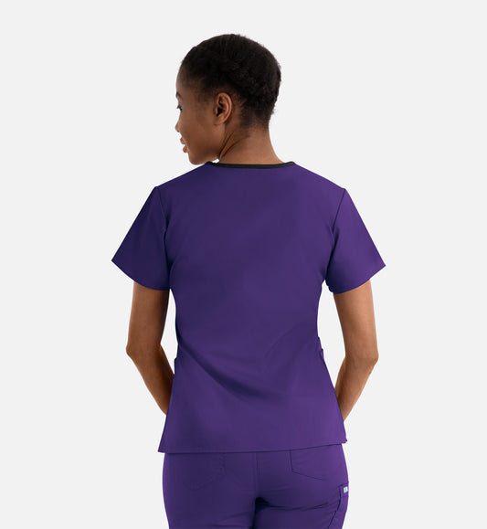 Core 1026 Women's Contrast Mock Wrap Top Purple