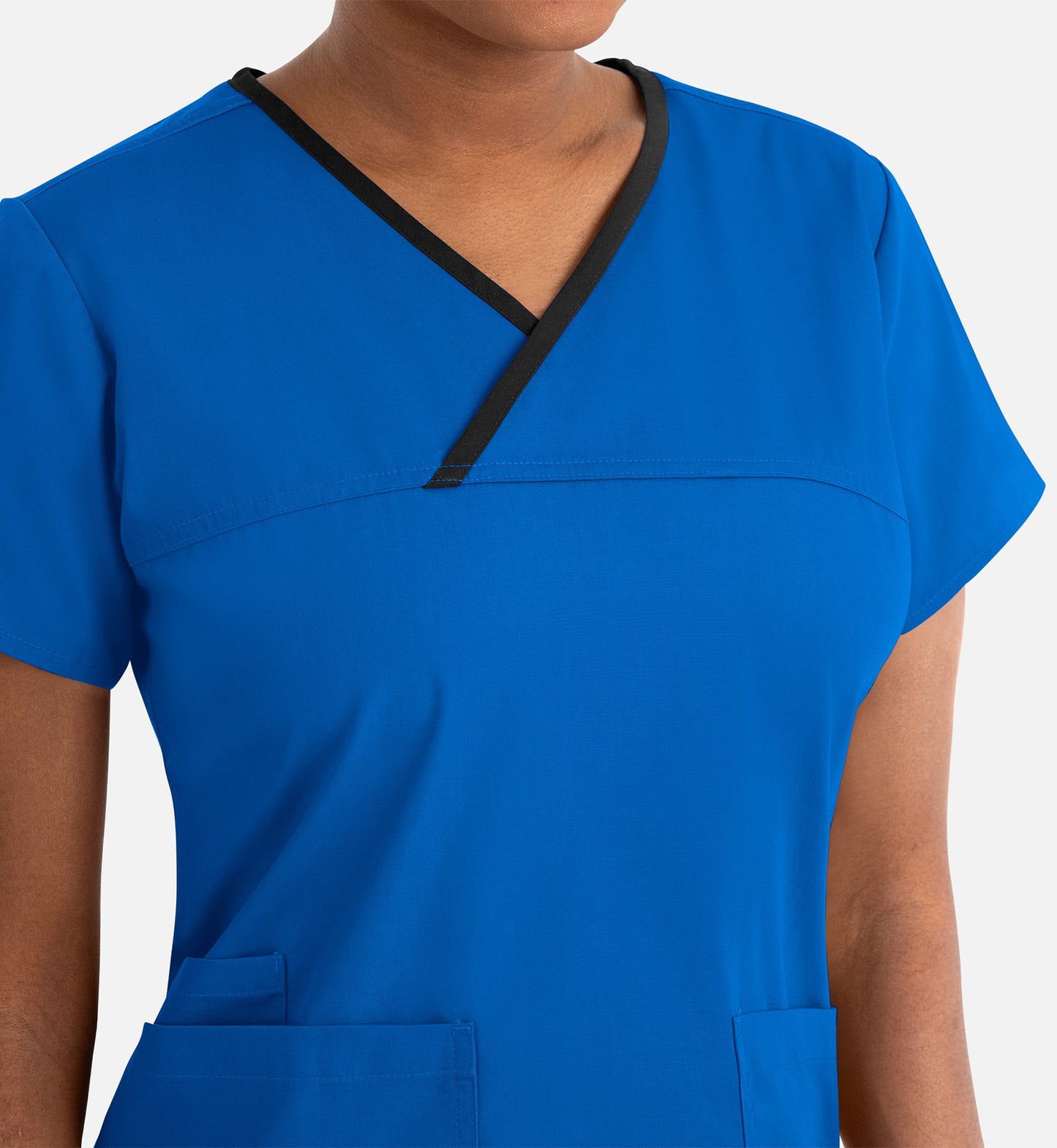 Core 1026 Women's Contrast Mock Wrap Top Royal Blue