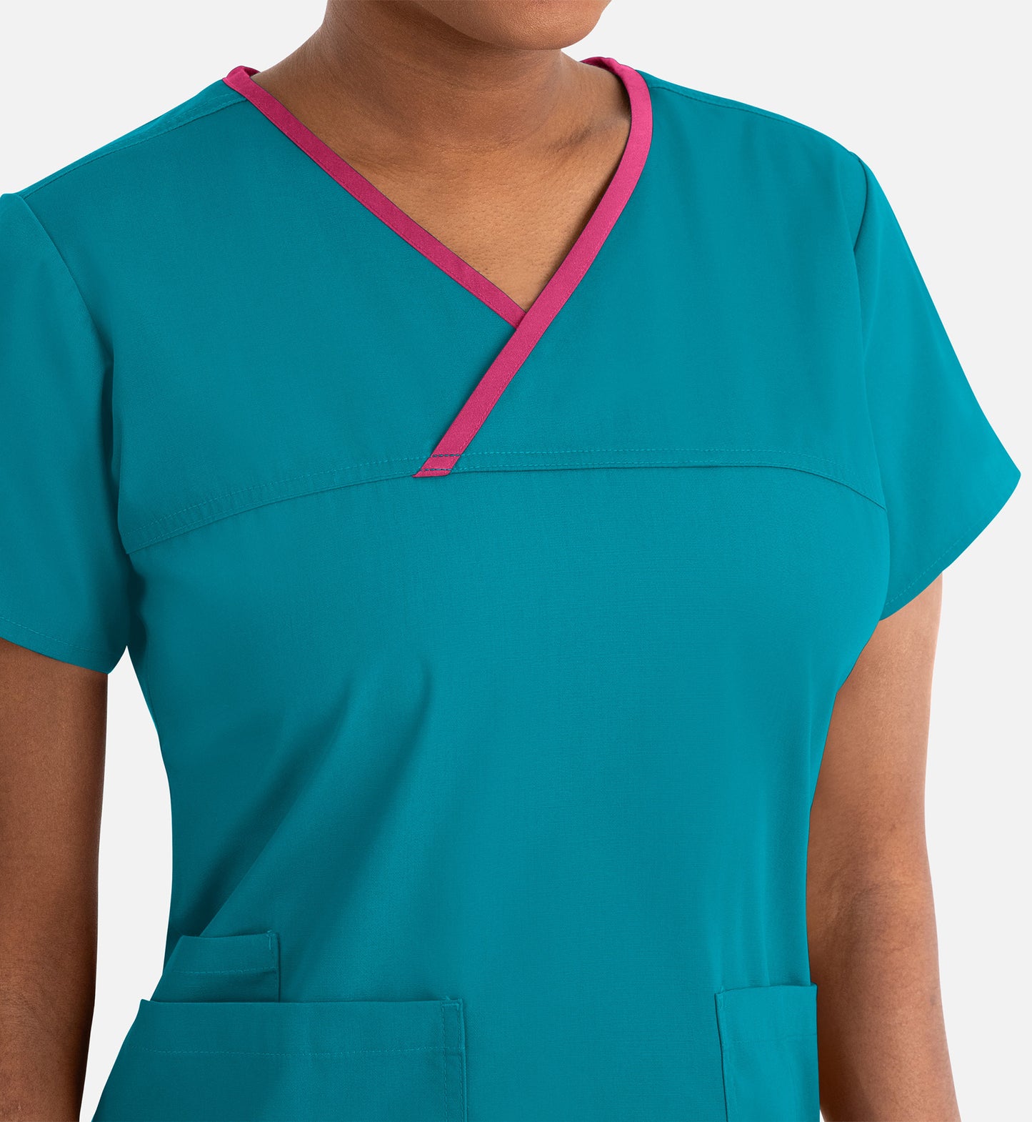 Core 1026 Women's Contrast Mock Wrap Top Teal