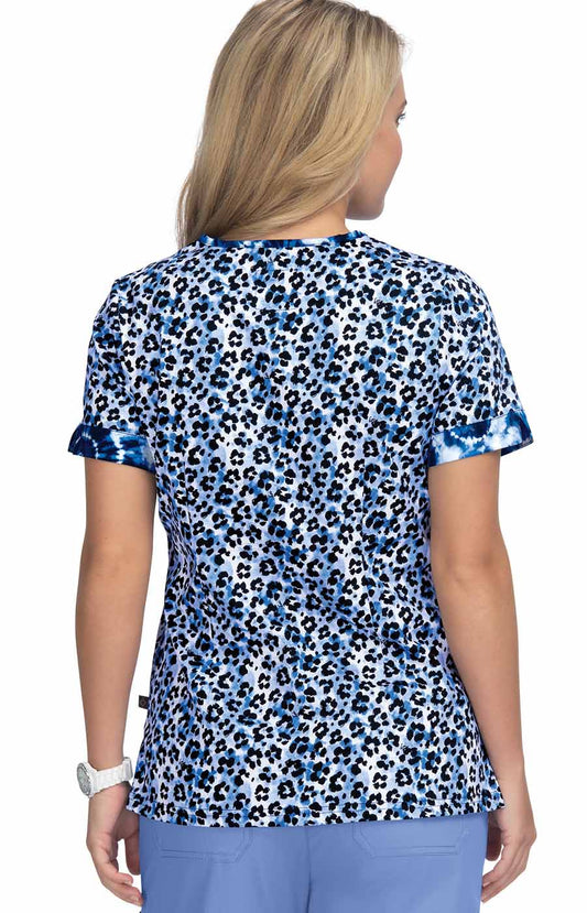 Stretch 1070PR Elena Top Tie Dye Leopard Blue