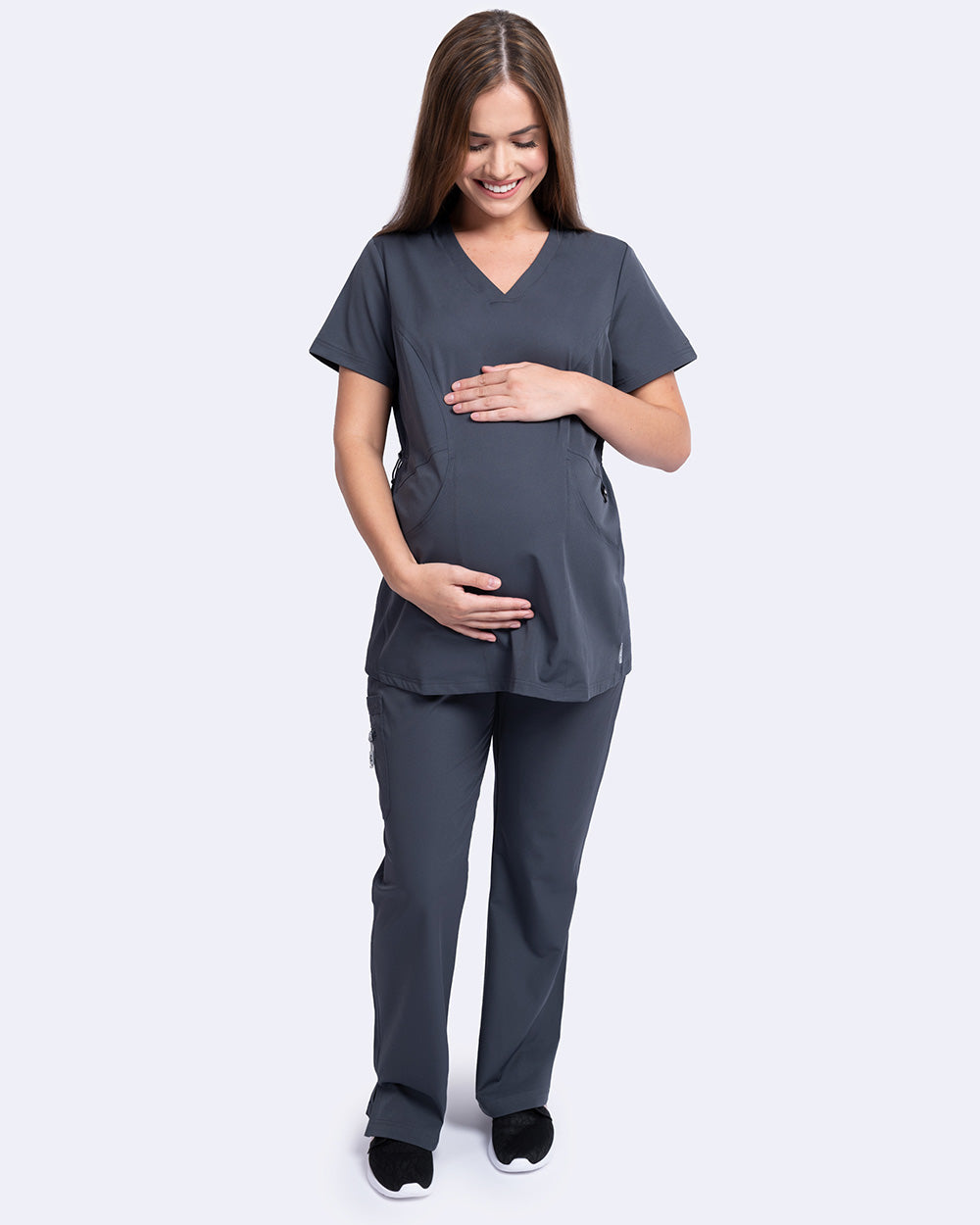 Ava & Me 1121 Ava & Me Maternity Top Pewter