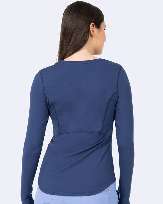 Ava Therese 1122 Lily Brushed Knit Tee Shirt w/Thumb Hole Navy