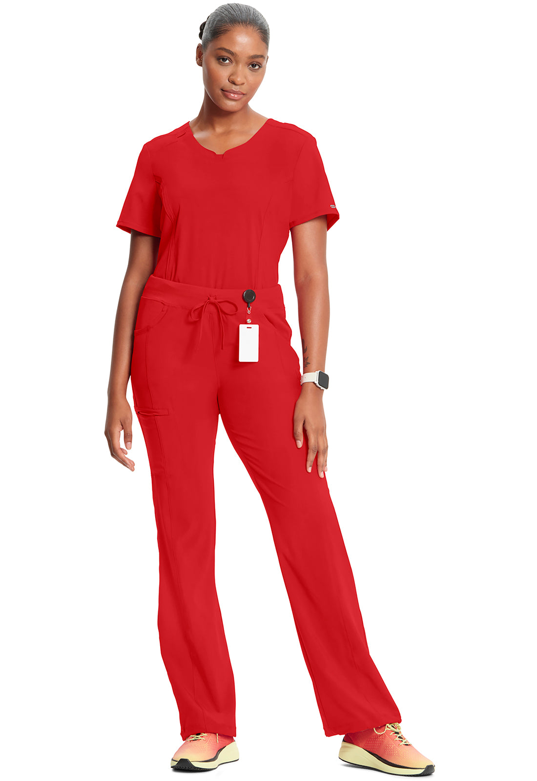 Infinity 1123A Women's Straight Leg Drawstring Scrub Pants Red