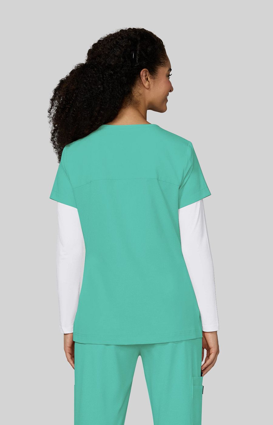 Solis x koi Sari Women's 4-Pocket Scrub Top Sea Green