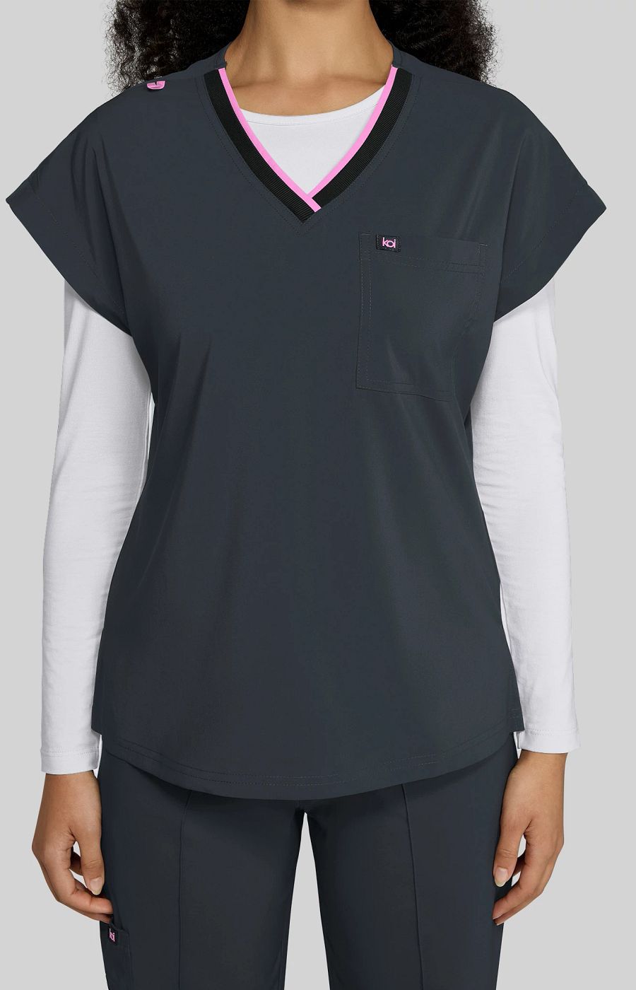 Basics McKenna Women's 1-Pocket Scrub Top Charcoal