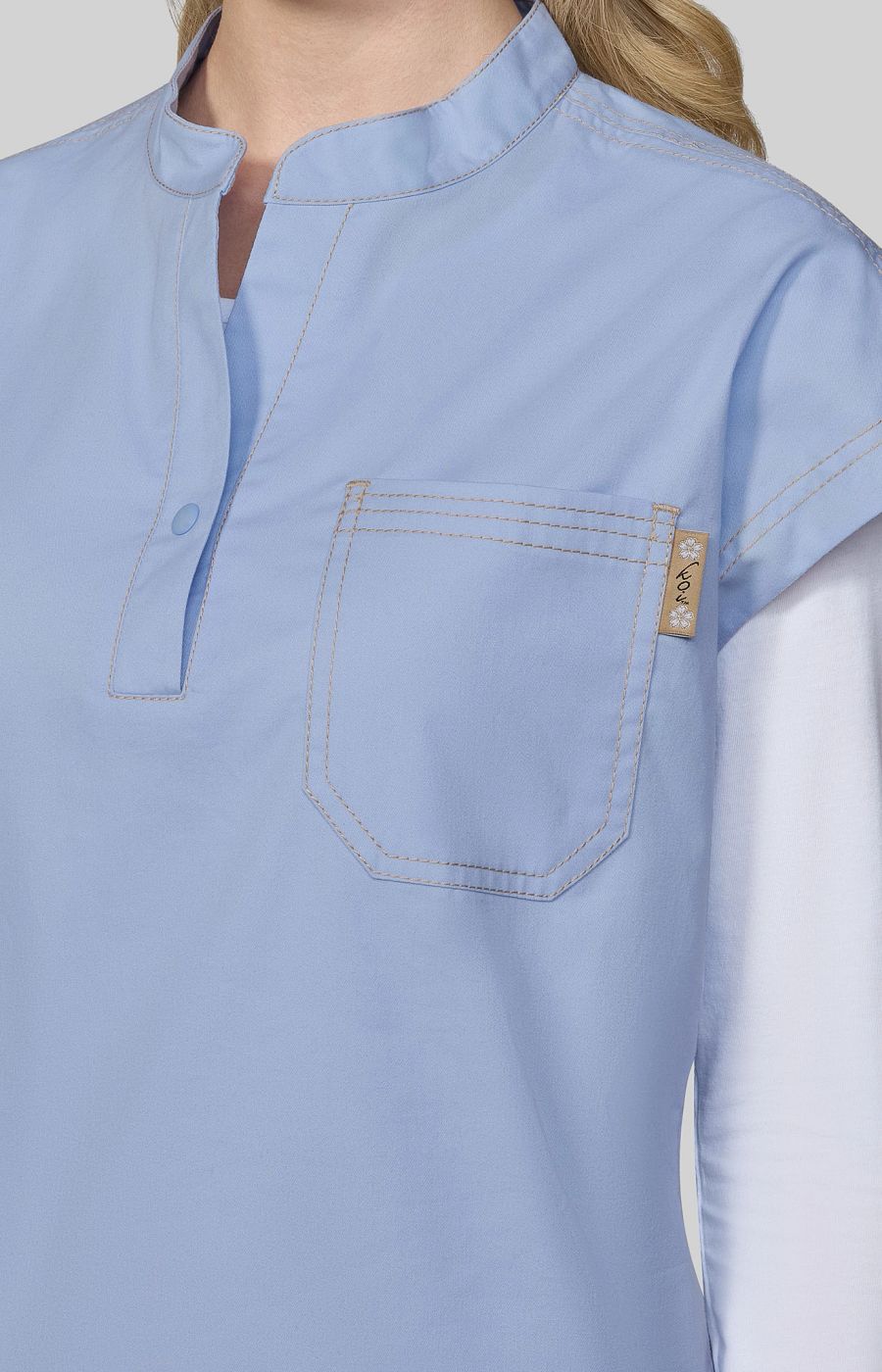 Classics Seraphine Women's 1-Pocket Scrub Top Glass Blue