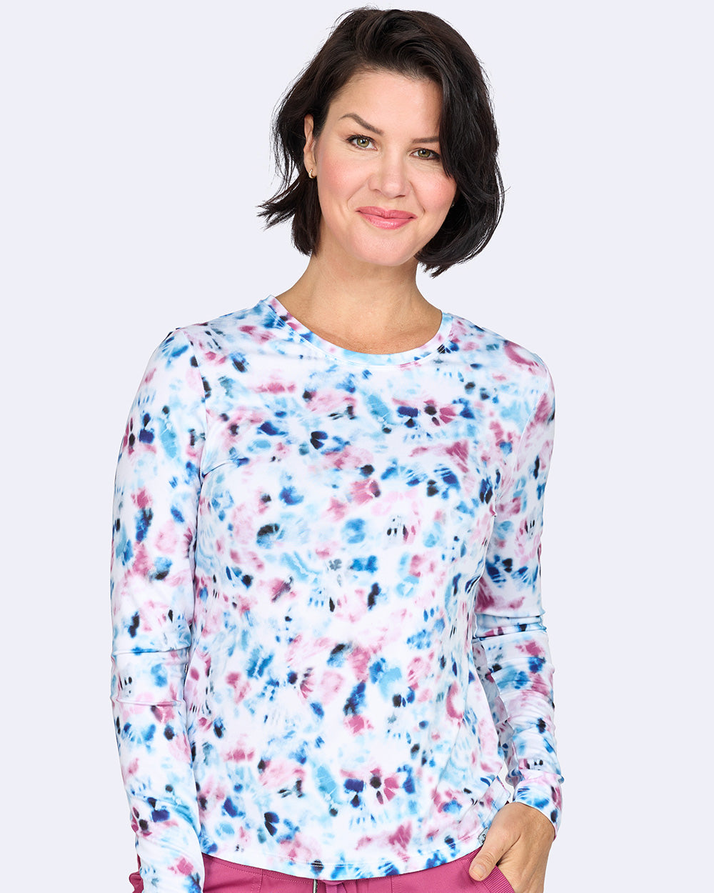 Ava Therese 1155 Bella Brushed Knit Printed Tee Tie Dye Twist