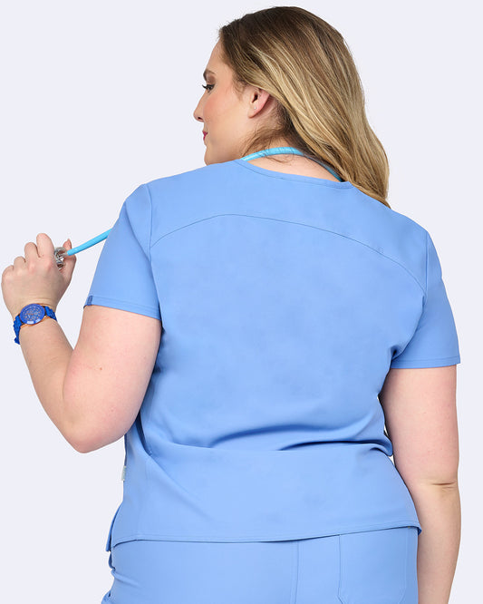 Studio 1165 Focus V-Neck Top Ciel