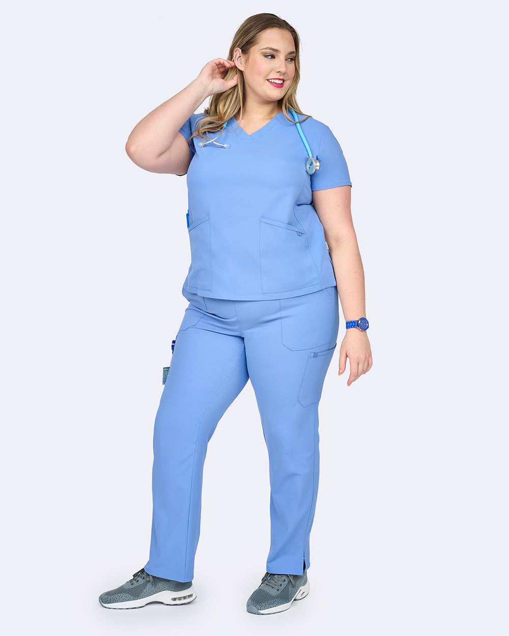 Studio 1165 Focus V-Neck Top Ciel