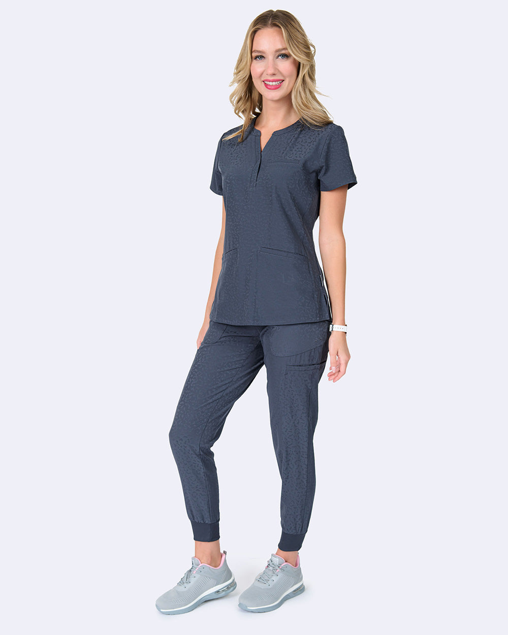 Ava Therese 1171 Lynx Jacquard Top Pewter Jacquard