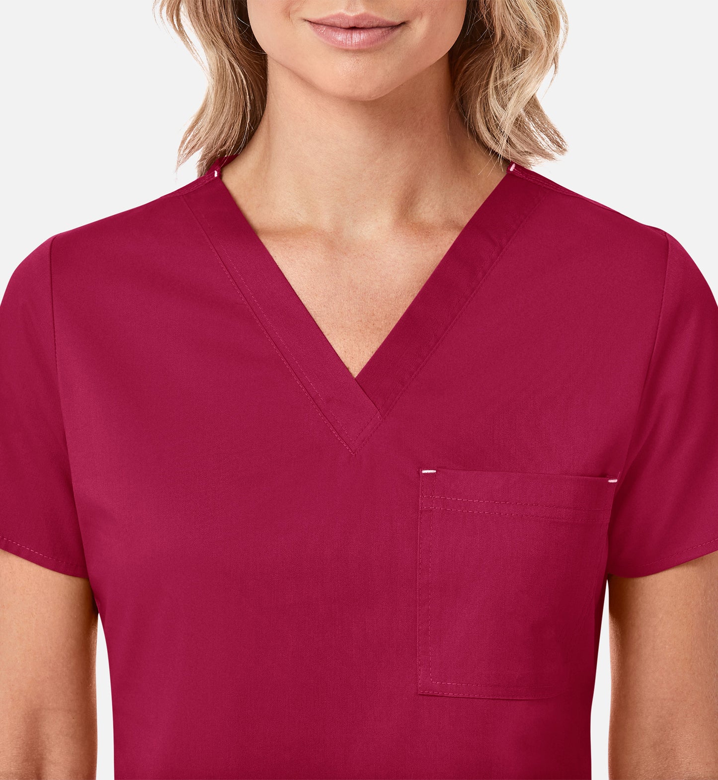 Blossom 1202 3 Pocket V-Neck Top Crimson