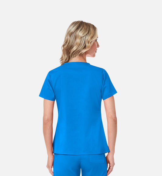 Blossom 1202 3 Pocket V-Neck Top Pacific Blue