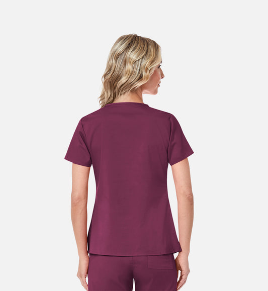 Blossom 1202 3 Pocket V-Neck Top Wine