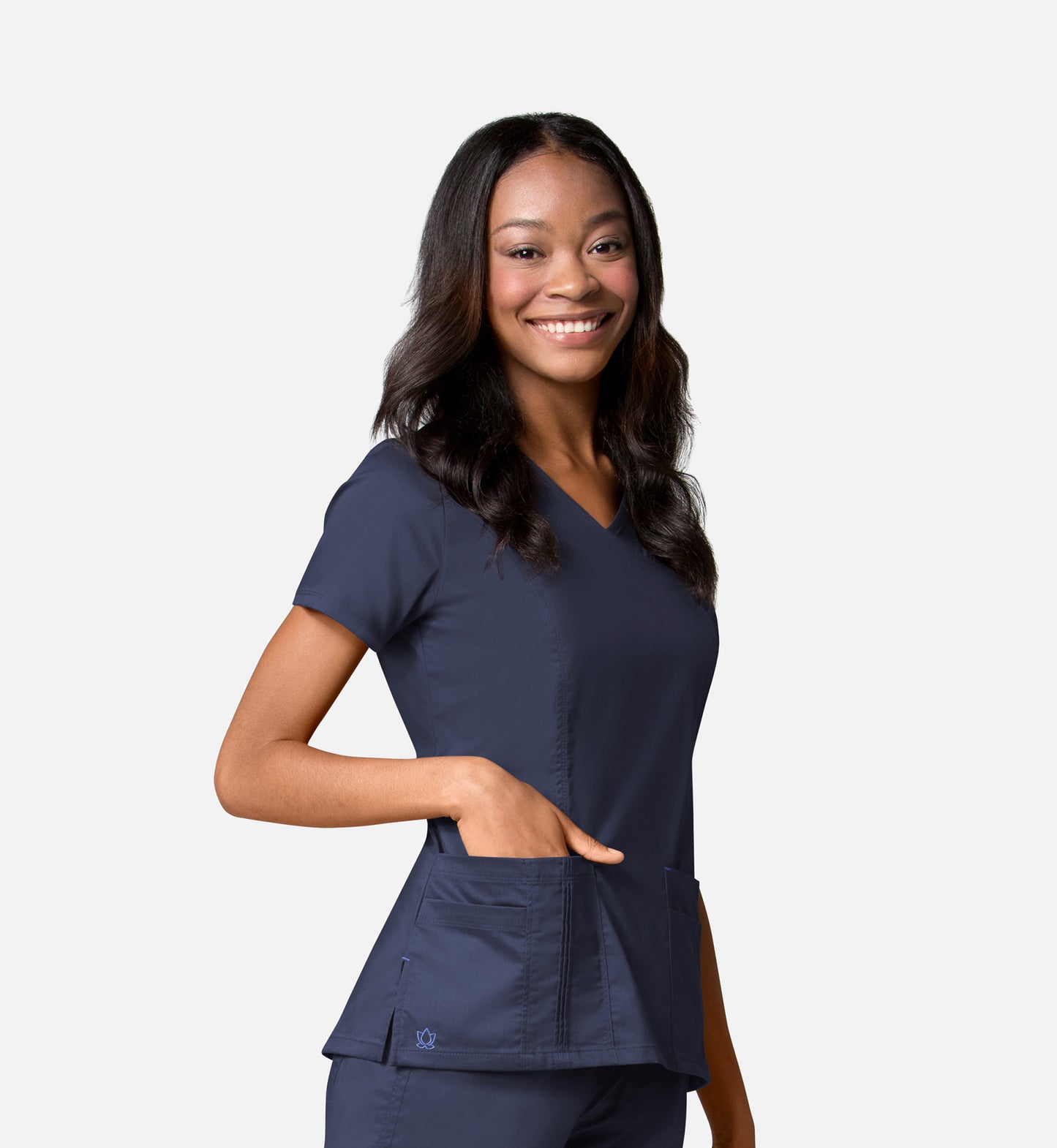Blossom 1302 Pintuck Mock Wrap Top Navy