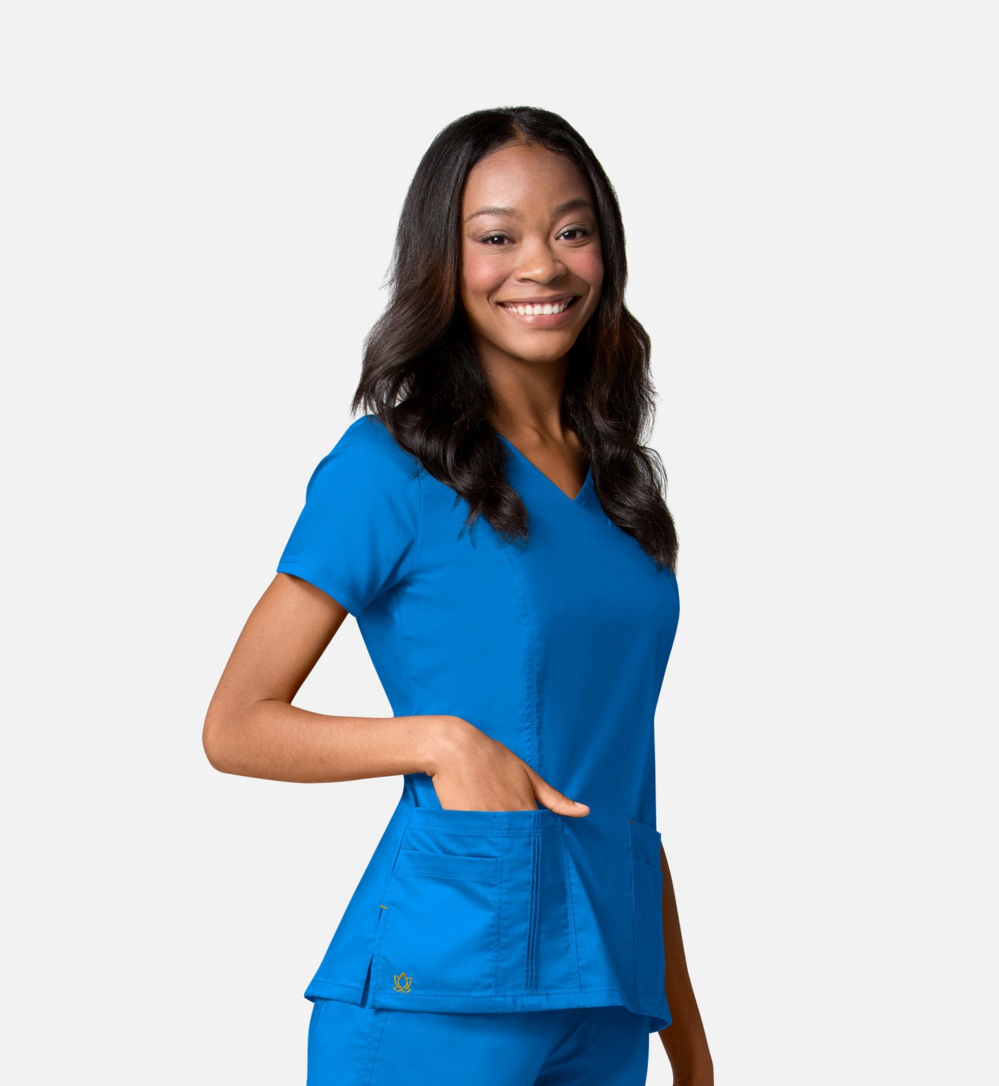 Blossom 1302 Pintuck Mock Wrap Top Pacific Blue