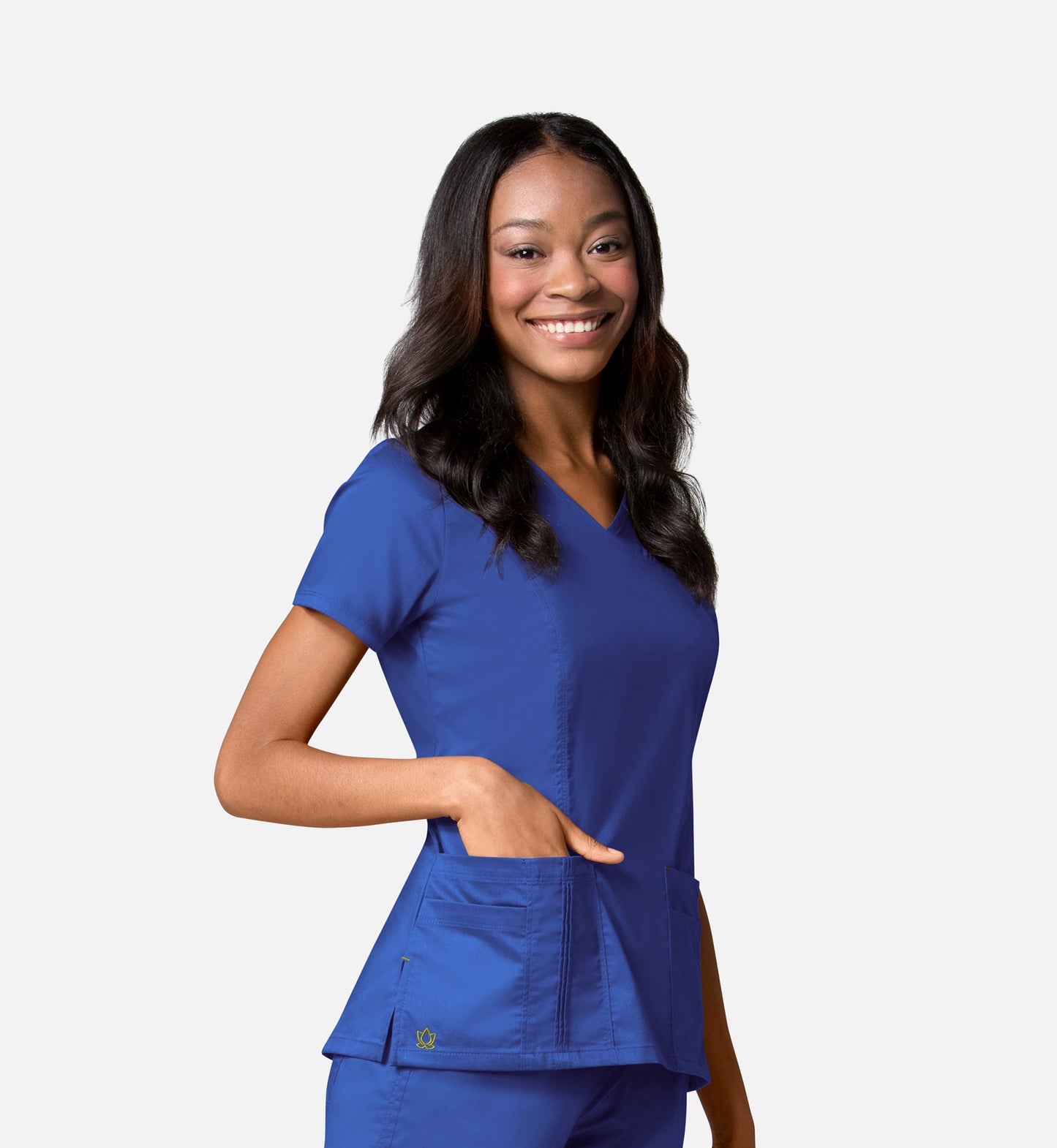 Blossom 1302 Pintuck Mock Wrap Top Royal Blue