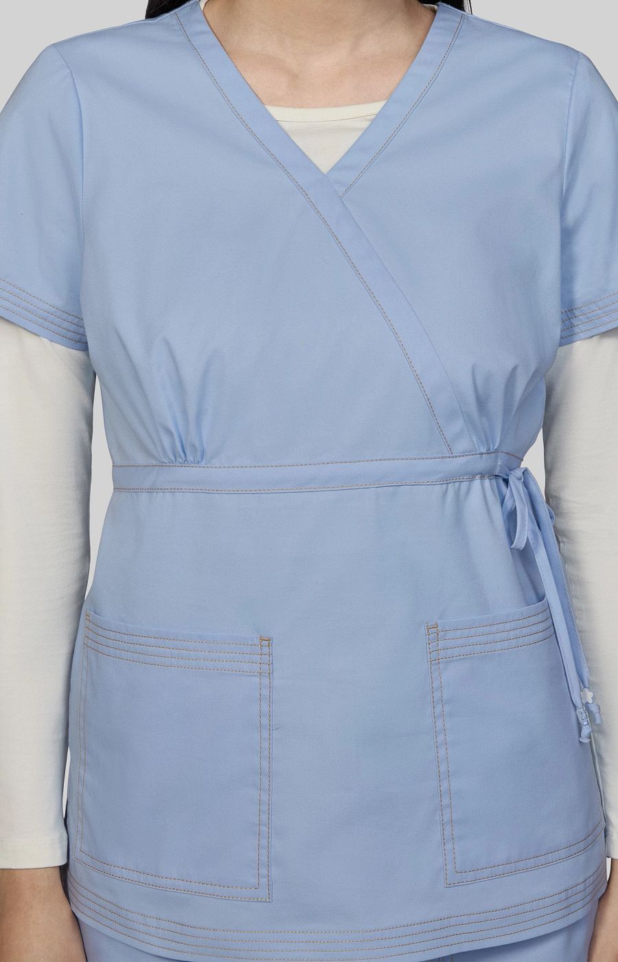Classics Katelyn Women's 2-Pocket Scrub Top Glass Blue