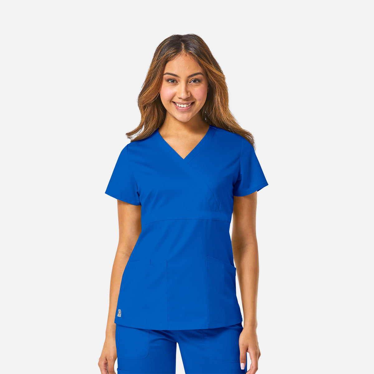 EON 1748 Women's Mock Wrap Top with Empire Waist Royal Blue