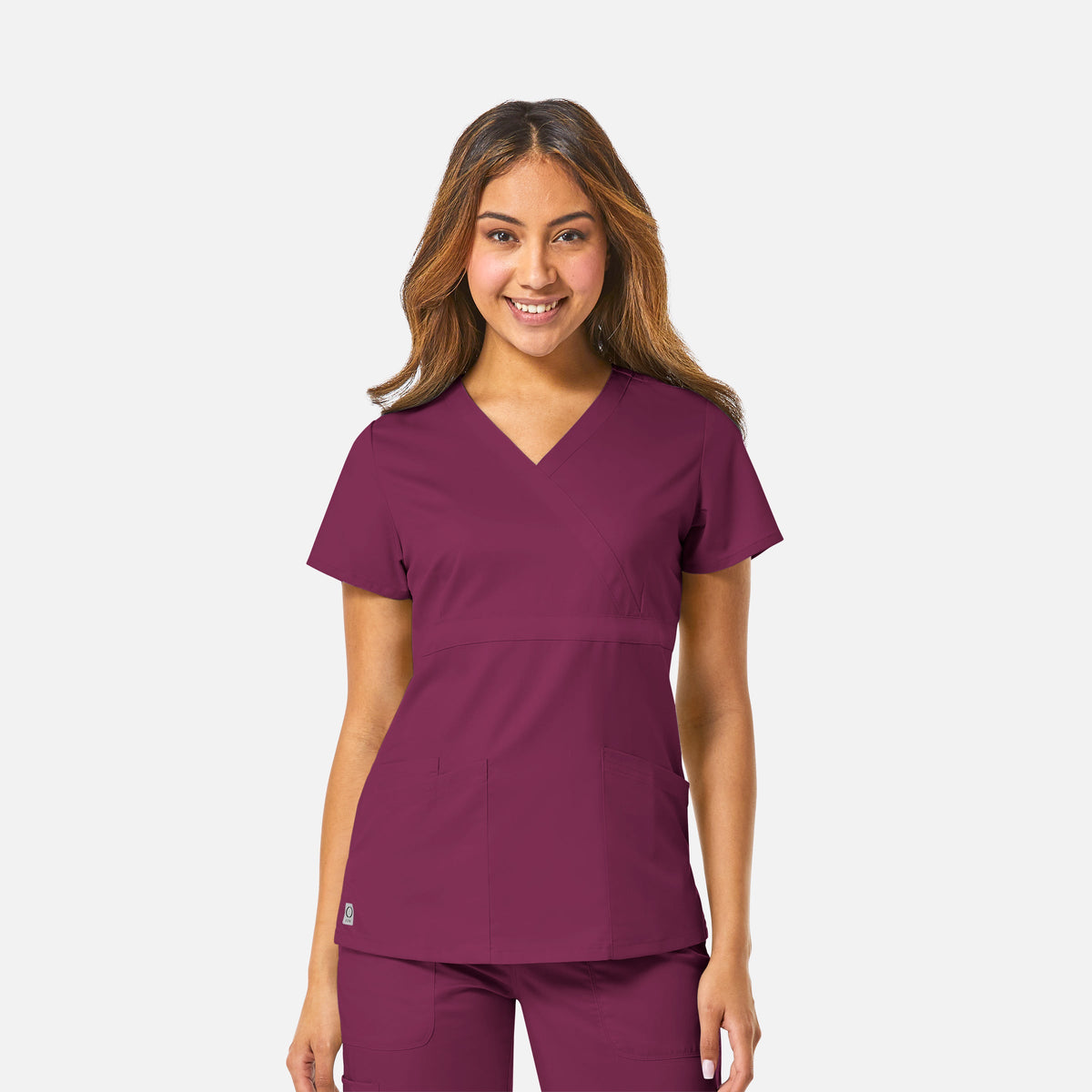 EON 1748 Women's Mock Wrap Top with Empire Waist Wine