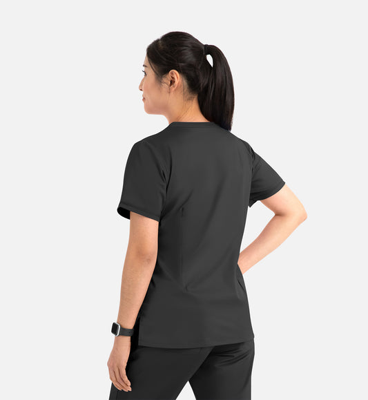 Blossom 1802 Curved V-Neck Top Black