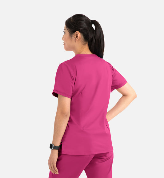 Blossom 1802 Curved V-Neck Top Candy Pink