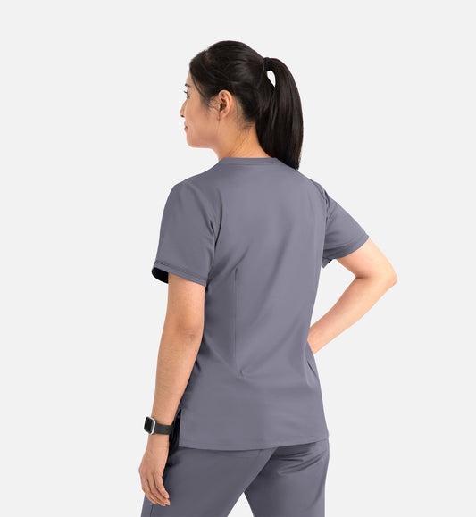 Blossom 1802 Curved V-Neck Top Pewter