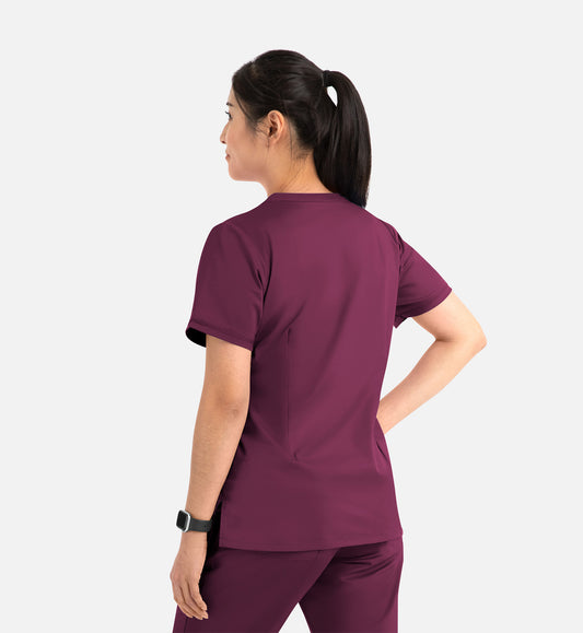 Blossom 1802 Curved V-Neck Top Wine