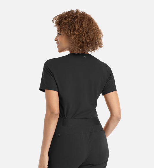 Focus 20301 Women's Banded V-Neck Top Black