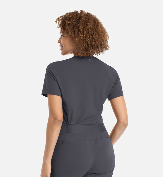 Focus 20301 Women's Banded V-Neck Top Pewter