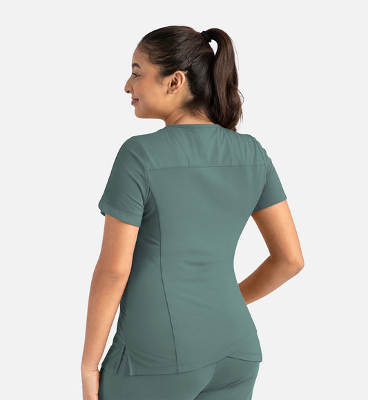 Focus 20302 Women's Curved V-Neck Top Sage
