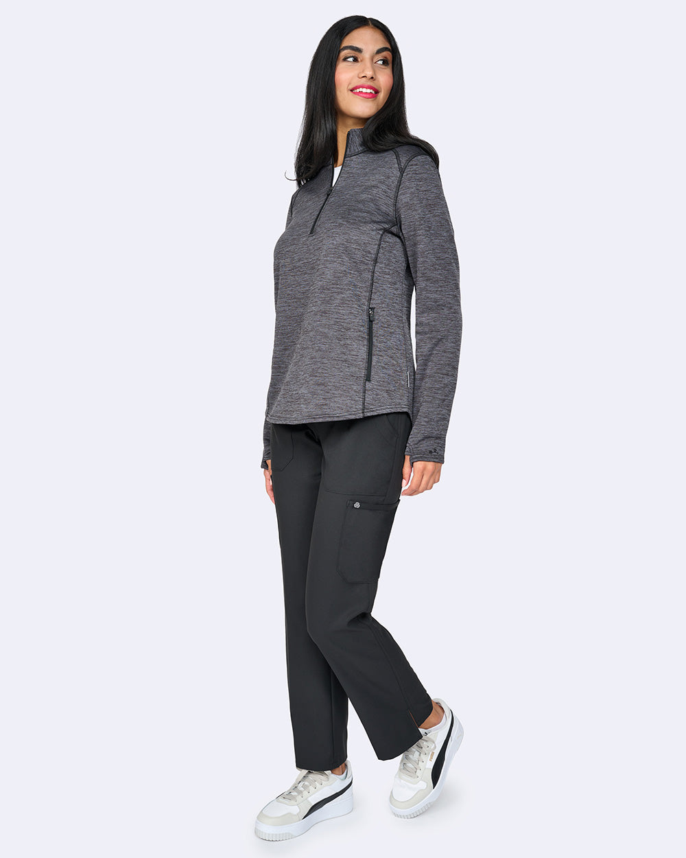 Ava Therese 2042 Half Zip Fleece Pull Over Heather Grey