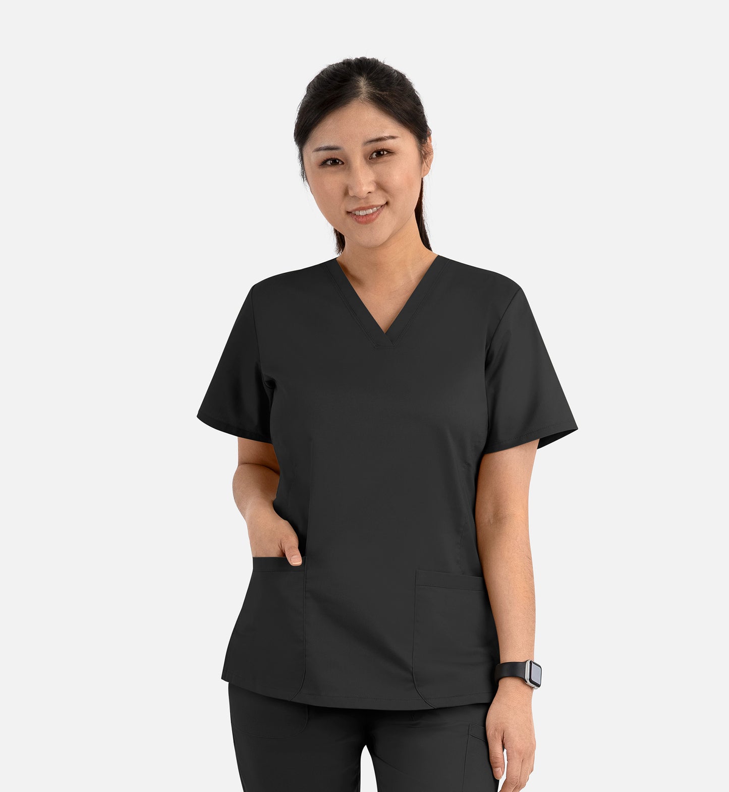 Blossom Signature 2100 Ladies Basic V-Neck Top Black