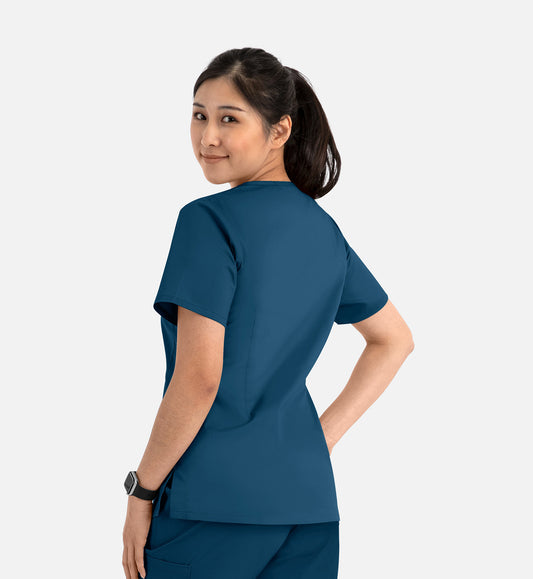 Blossom Signature 2100 Ladies Basic V-Neck Top Caribbean Blue