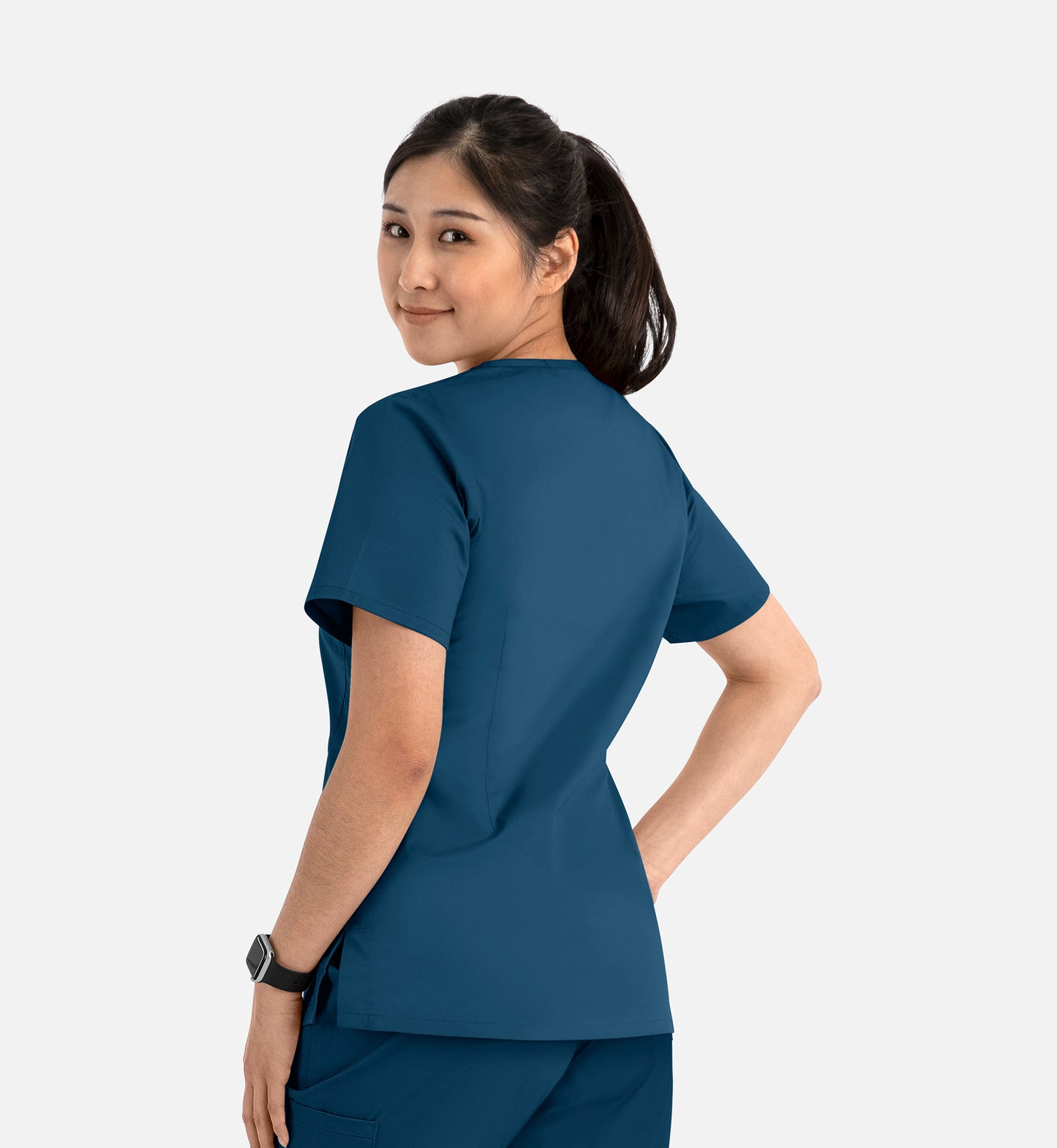 Blossom Signature 2100 Ladies Basic V-Neck Top Caribbean Blue