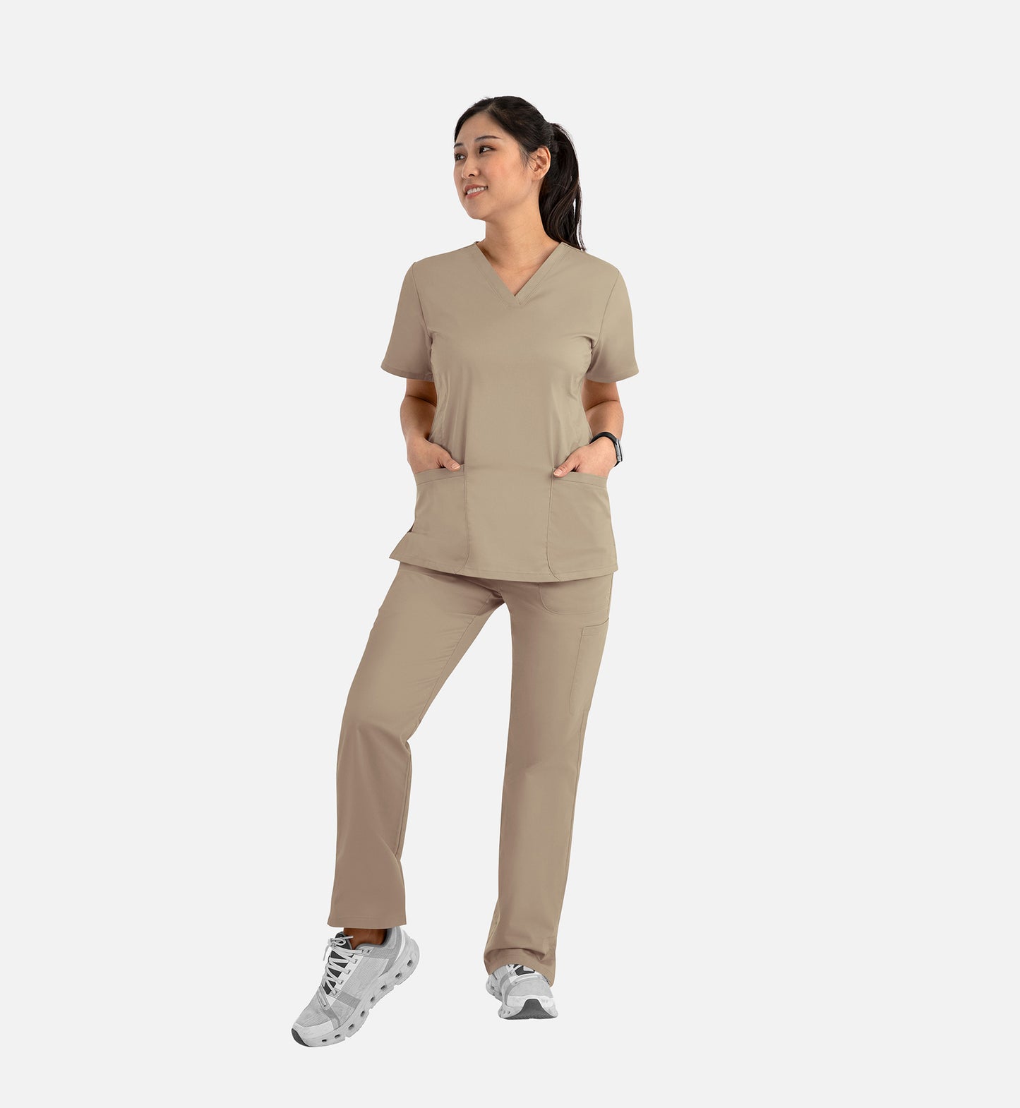 Blossom Signature 2100 Ladies Basic V-Neck Top Khaki