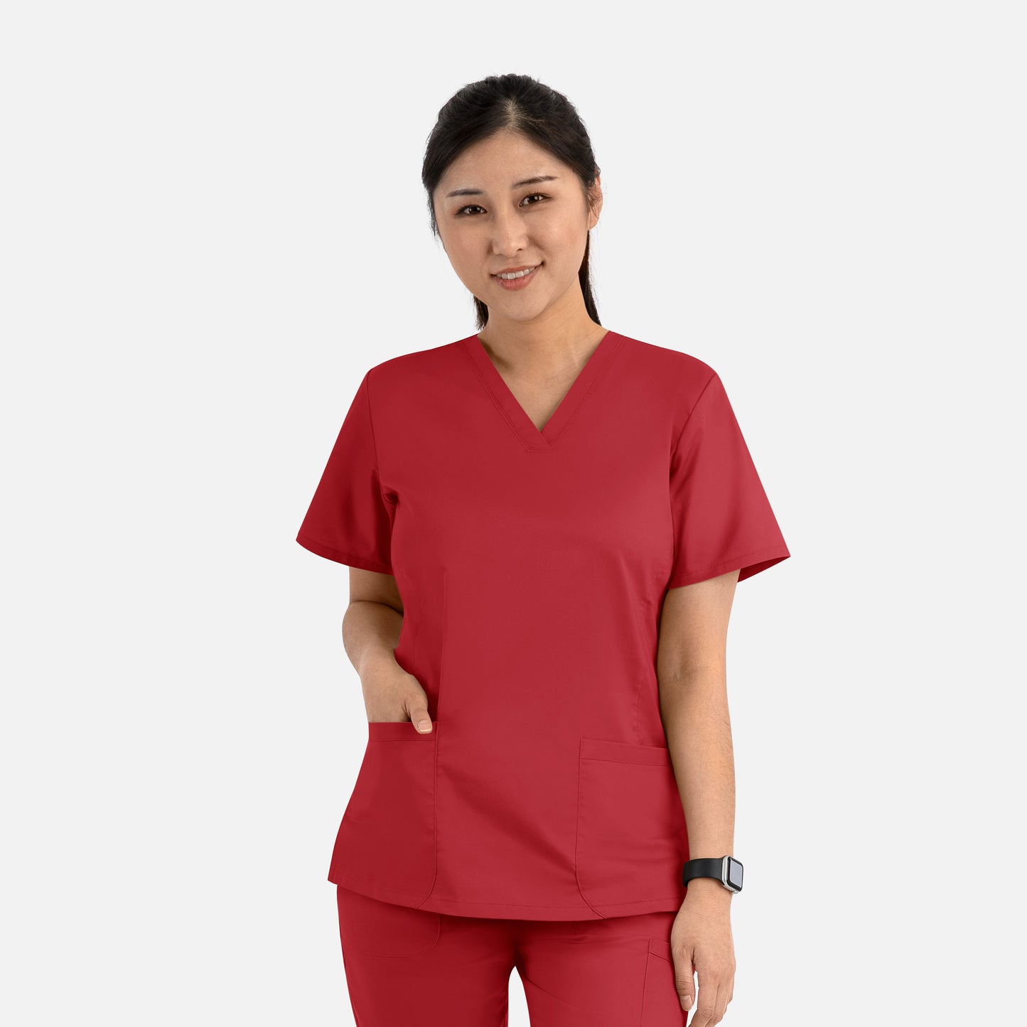 Front view of Maevn Blossom Signature 2100 Women's V-Neck Scrub Top in solid color
