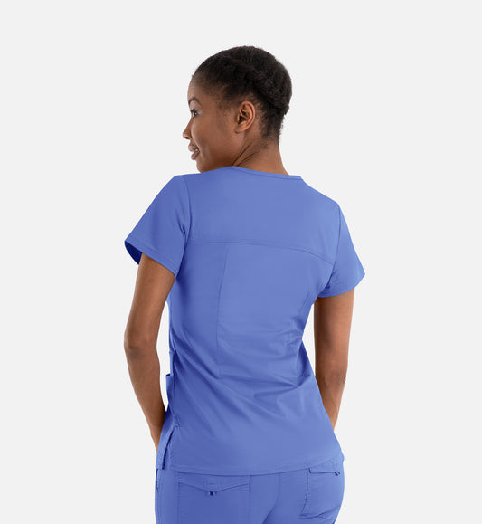 Blossom Signature 2101 Ladies Functional V-Neck Top Ceil Blue