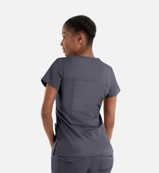 Blossom Signature 2101 Ladies Functional V-Neck Top Real Pewter