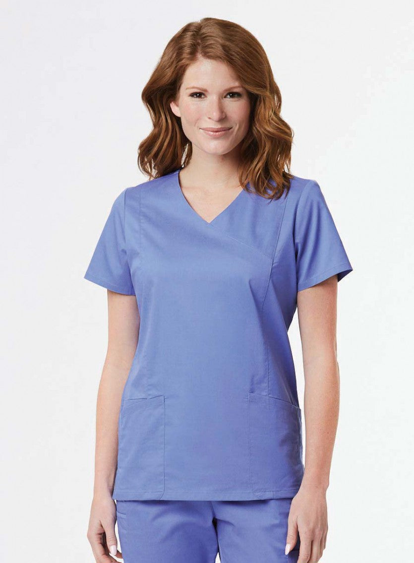 Front view of Maevn Blossom Signature 2100 Women's V-Neck Scrub Top in solid color
