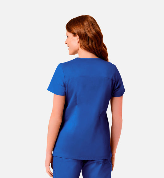 Blossom Signature 2102 Ladies Mesh Pocket Mock Wrap Top Royal Blue