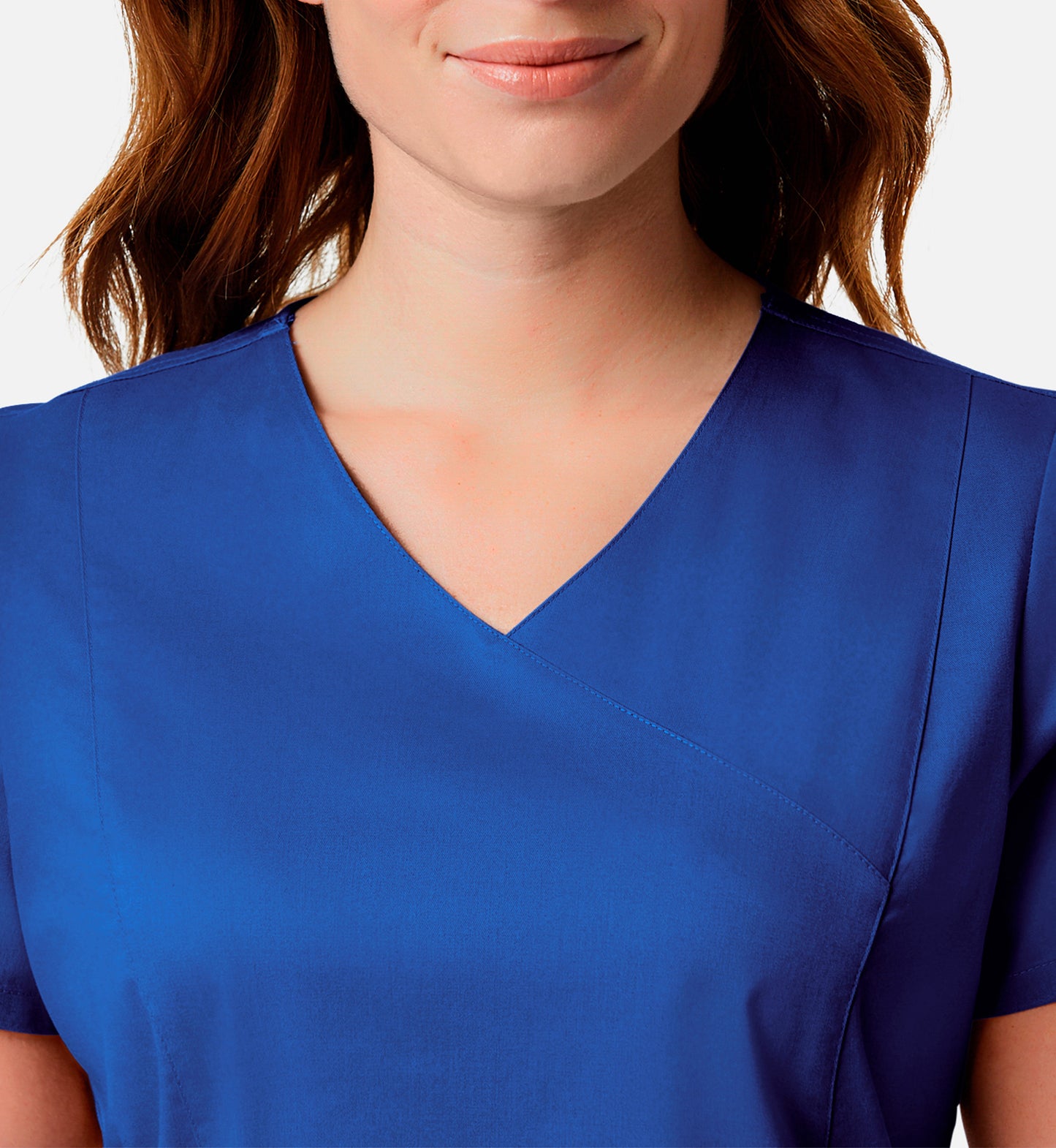 Blossom Signature 2102 Ladies Mesh Pocket Mock Wrap Top Royal Blue