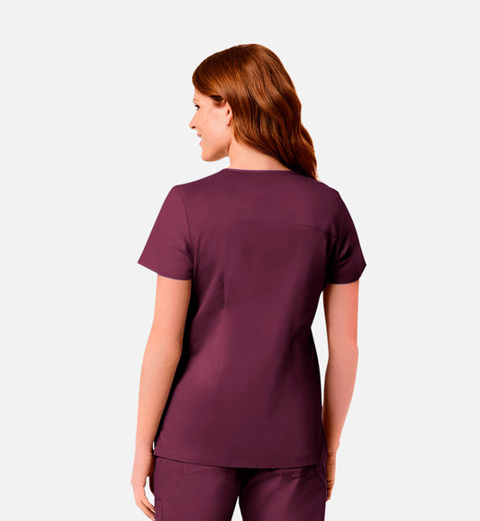 Blossom Signature 2102 Ladies Mesh Pocket Mock Wrap Top Wine