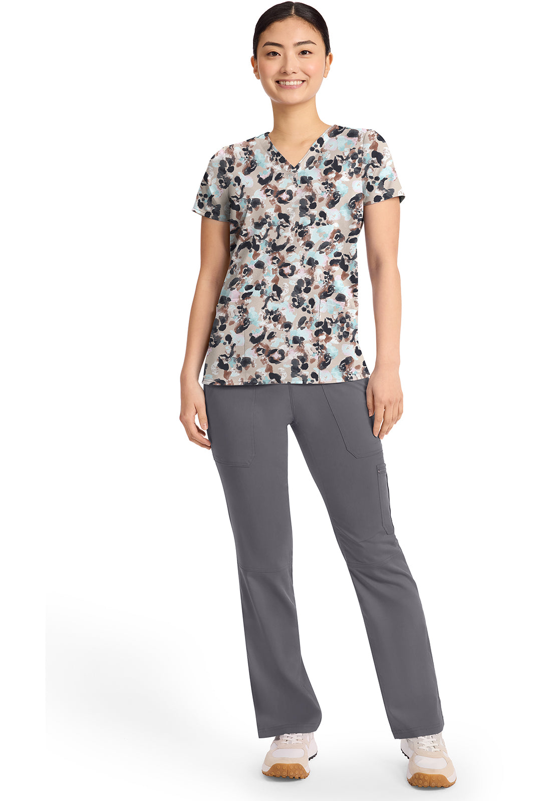 HH Prints 2266 Women's Amanda Print Scrub Top Abstract Cheetah