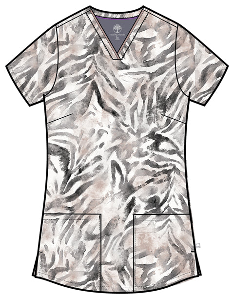 HH Prints 2266 Women's Amanda Print Scrub Top Serene Safari