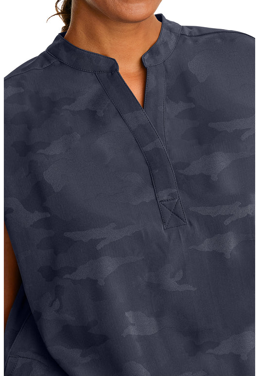 Purple Label 2352 Women's Journey Camo Scrub Top Pewter
