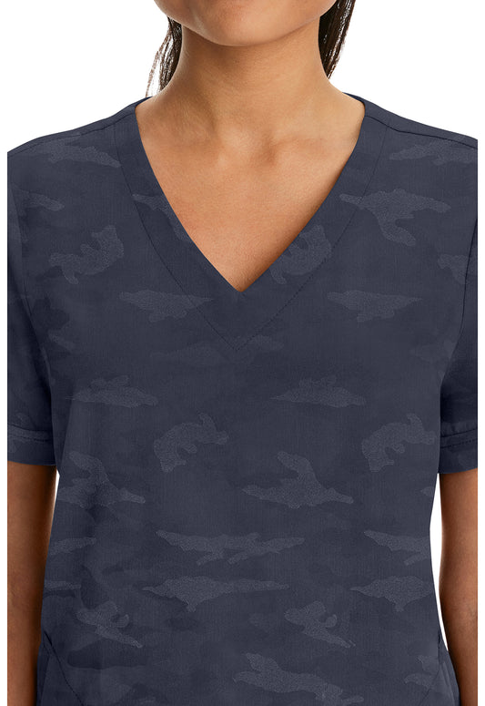 Purple Label 2353 Women's Joy Camo Scrub Top Pewter