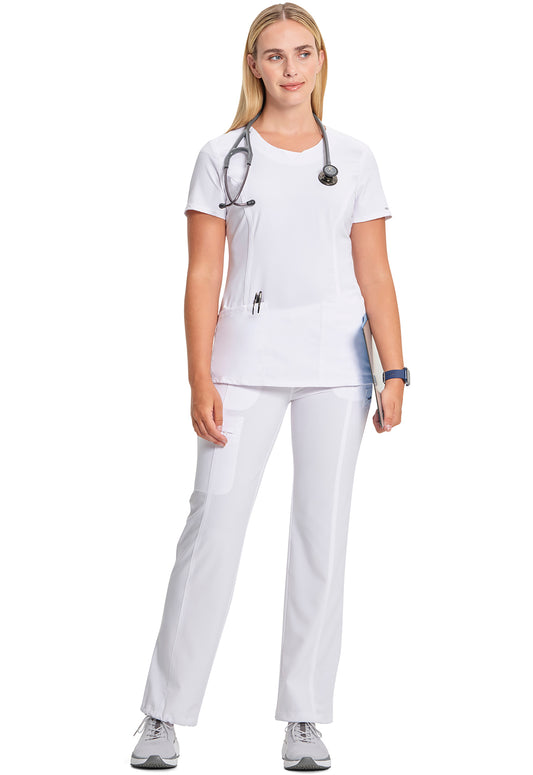 Infinity 2624A Women's Round Neck Scrub Top White