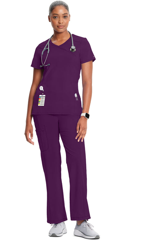 Infinity 2625A Women's Mock Wrap Scrub Top Eggplant